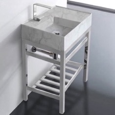 Small Modern Console Sink Vanity, Marble Style Sink, 24 inch